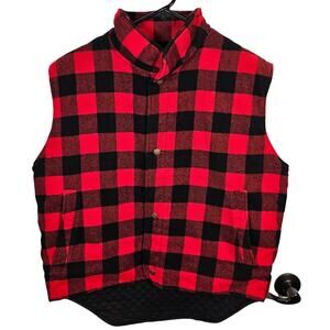 Vintage Claybrooke Plaid Flannel Wool Maine Guides Red Buffalo Plaid Vest